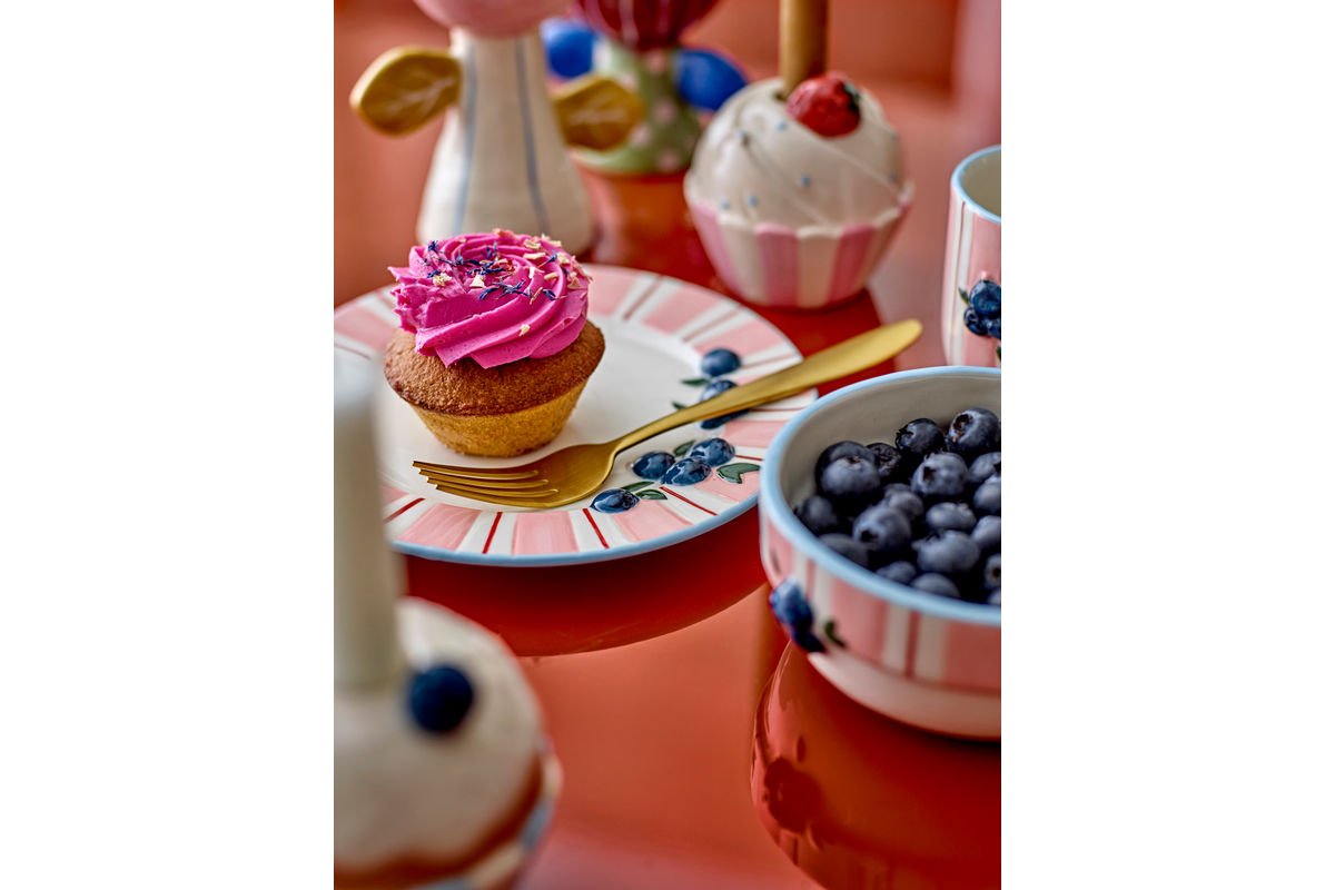 Teller-Set Hari – Handbemaltes Steingut in Rosé (4er-Set)