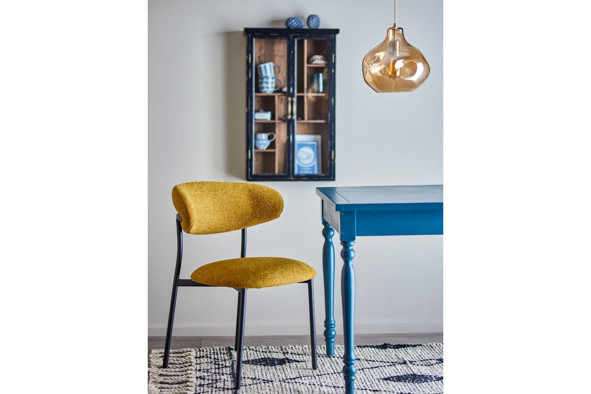 Jedálenská stolička Felix – čalúnenie z chenillu v teplom žltom odtieni