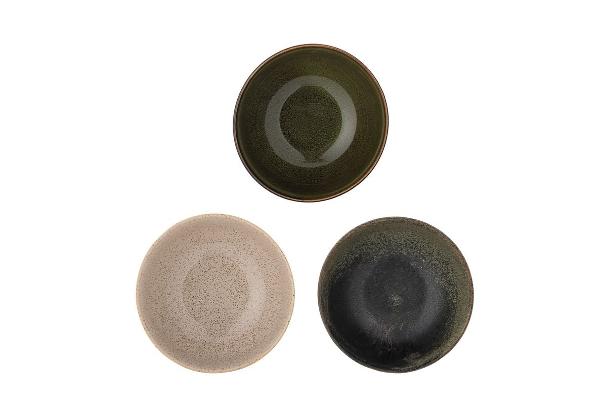 Miska Livia – z kameniny, sada 3 kusov v Zelená s reaktívnou glazúrou