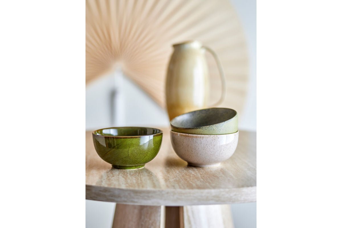 Miska Livia – z kameniny, sada 3 kusov v Zelená s reaktívnou glazúrou