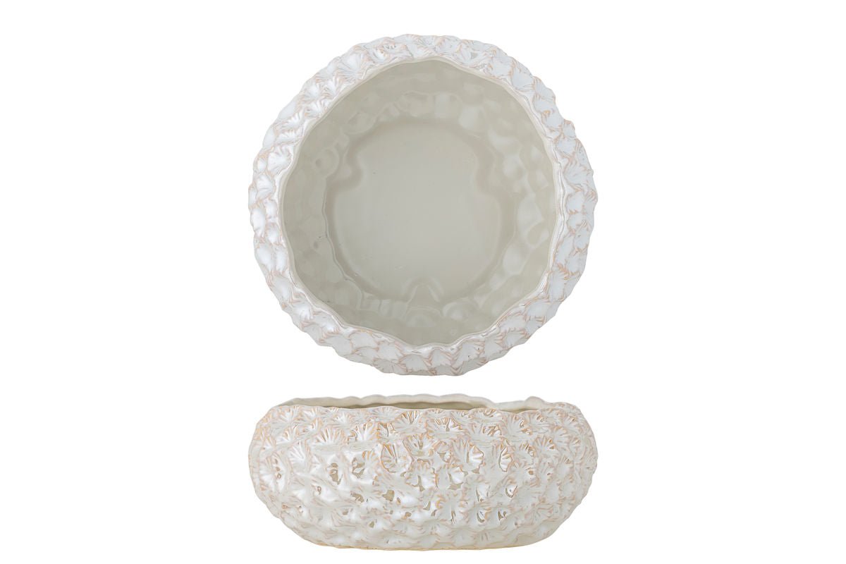 Miska Noemi – kameninová miska v bielej farbe so sochárskym okrajom v tvare mušle