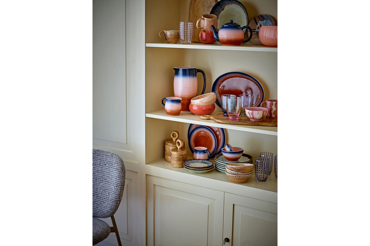 Súprava šálok Gabi – rebrované kameninové šálky s jemným farebným prechodom (sada 4 ks)