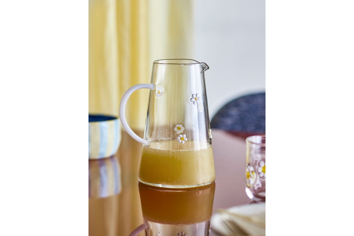 Krug Florae – číre sklo s ručne zdobenými kvetinovými motívmi