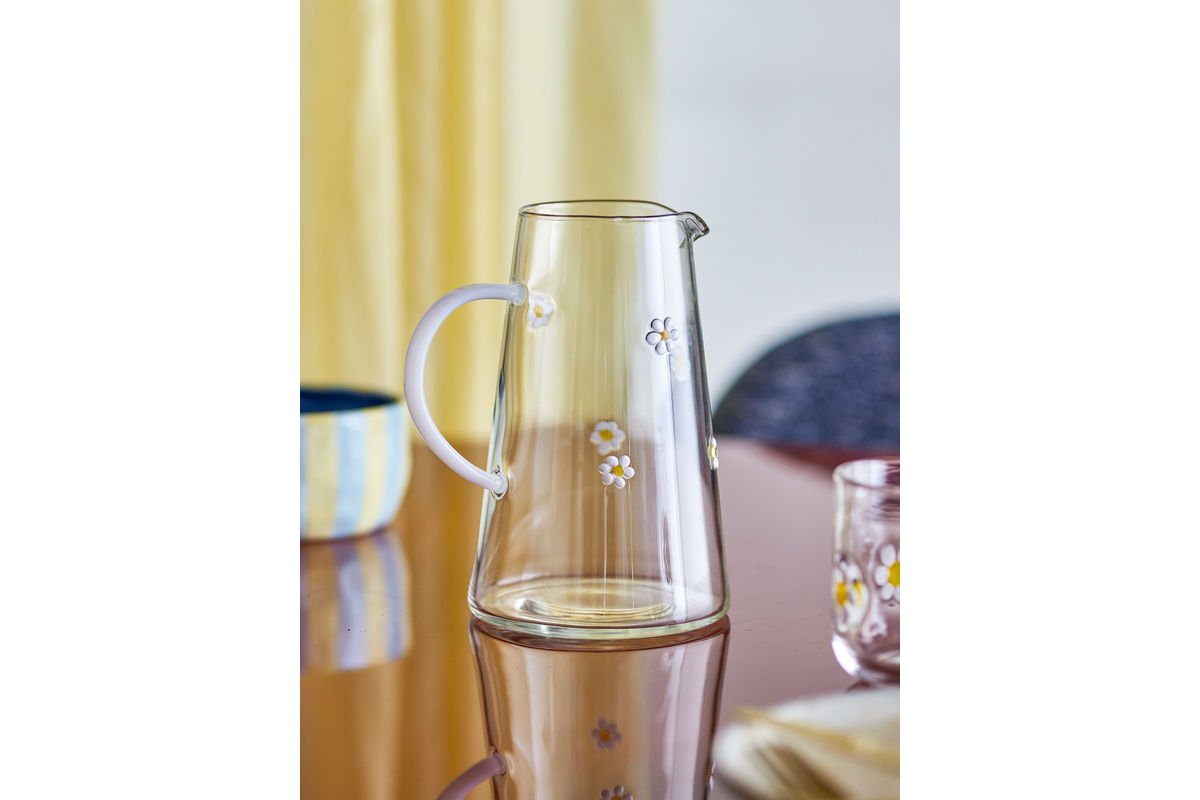 Krug Florae – číre sklo s ručne zdobenými kvetinovými motívmi