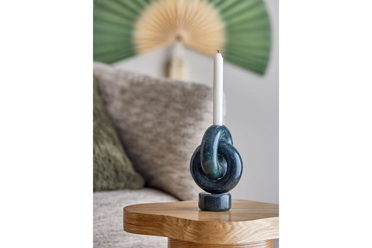 Kerzenhalter Arvik – Skulpturaler Marmor in Grün