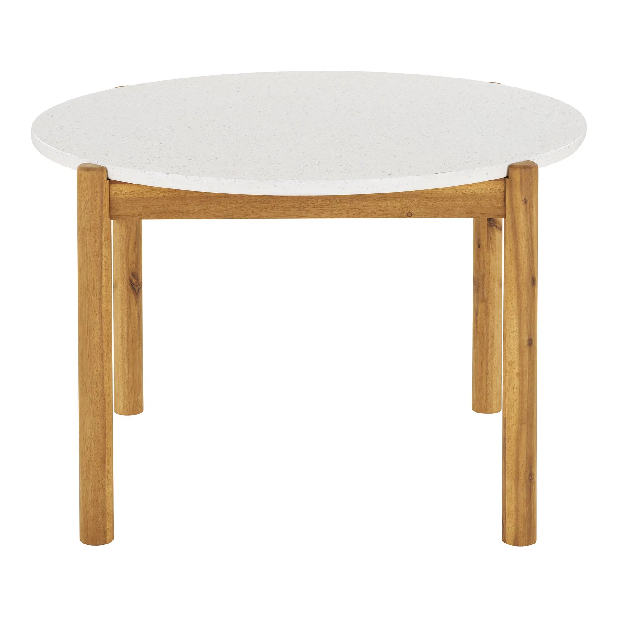 Garten Esstisch Lisa  – Akazie & Terrazzo in Natur/Weiß, ø120 cm