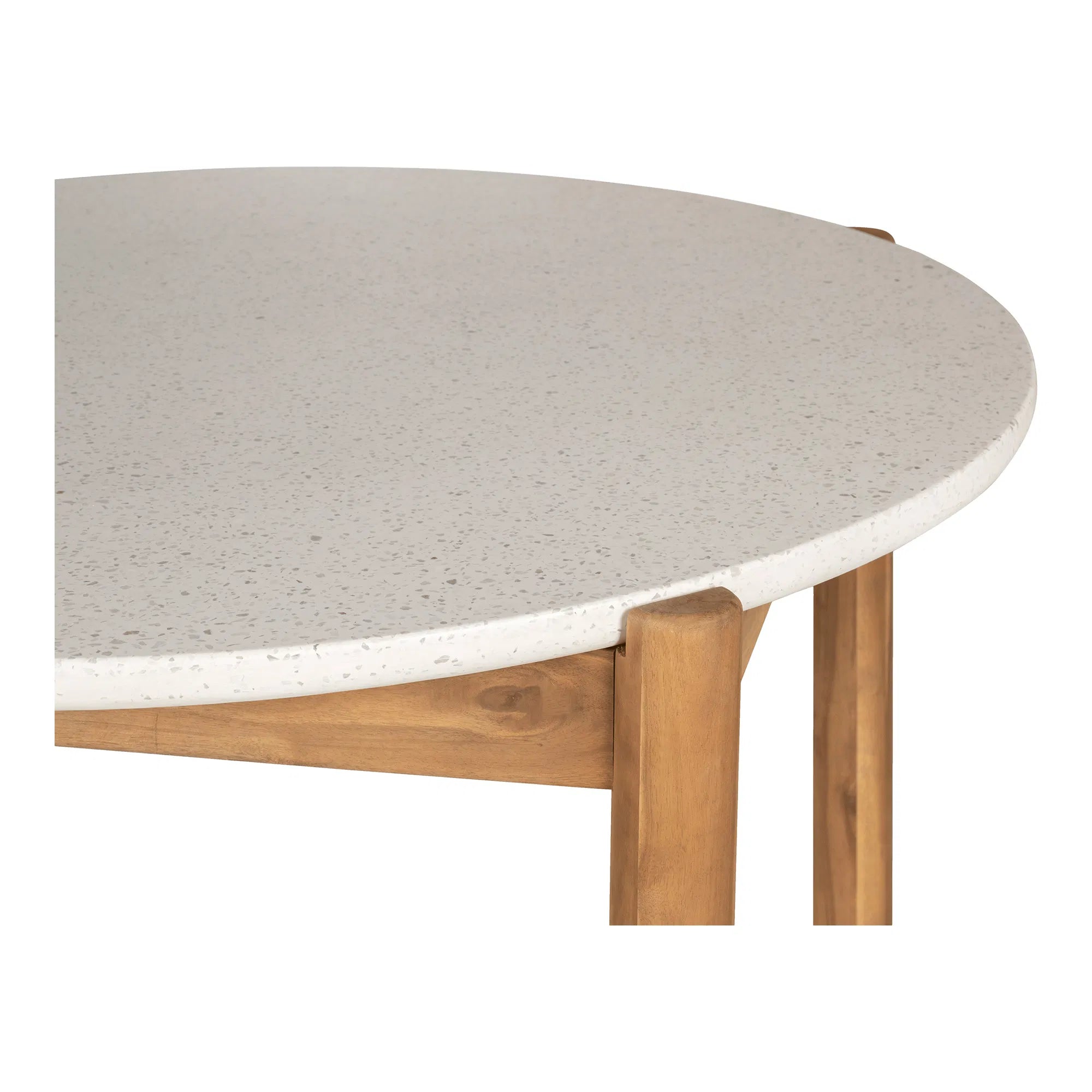 Garten Esstisch Lisa  – Akazie & Terrazzo in Natur/Weiß, ø120 cm