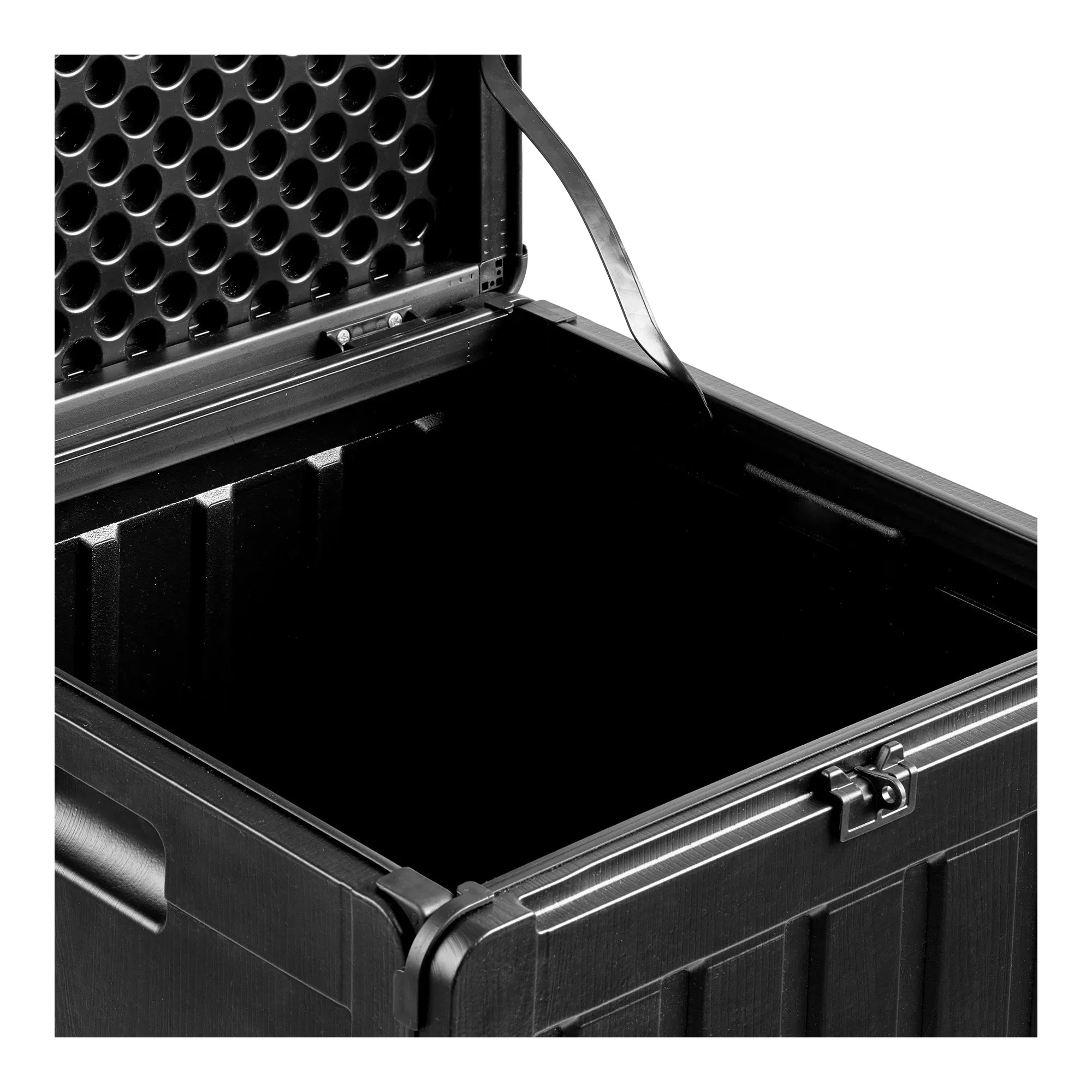 Záhradná úložná skrinka Kaldina - čierna s vekom