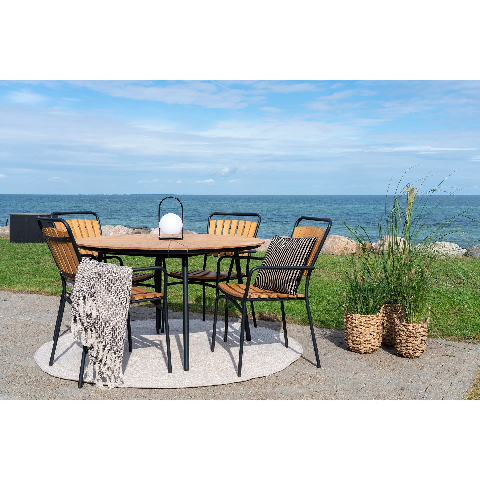 Garten Esstisch Modena – Teak & Metall, ø130 cm