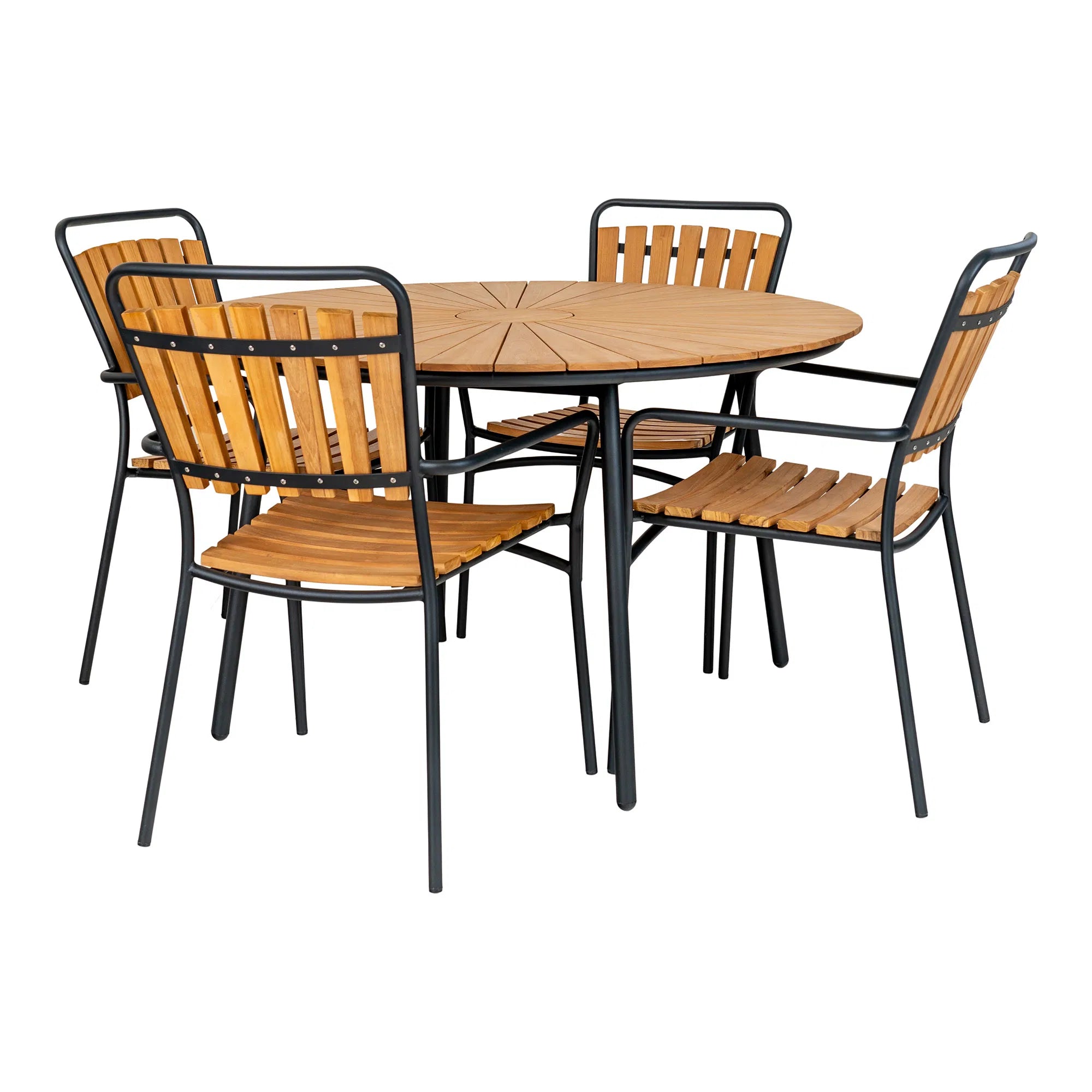 Garten Esstisch Modena – Teak & Metall, ø130 cm