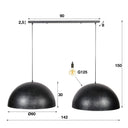Pendelleuchte Elandra – 2 Leuchten mit 60cm großen, domartigen Lampenschirmen in Dunkelgrau