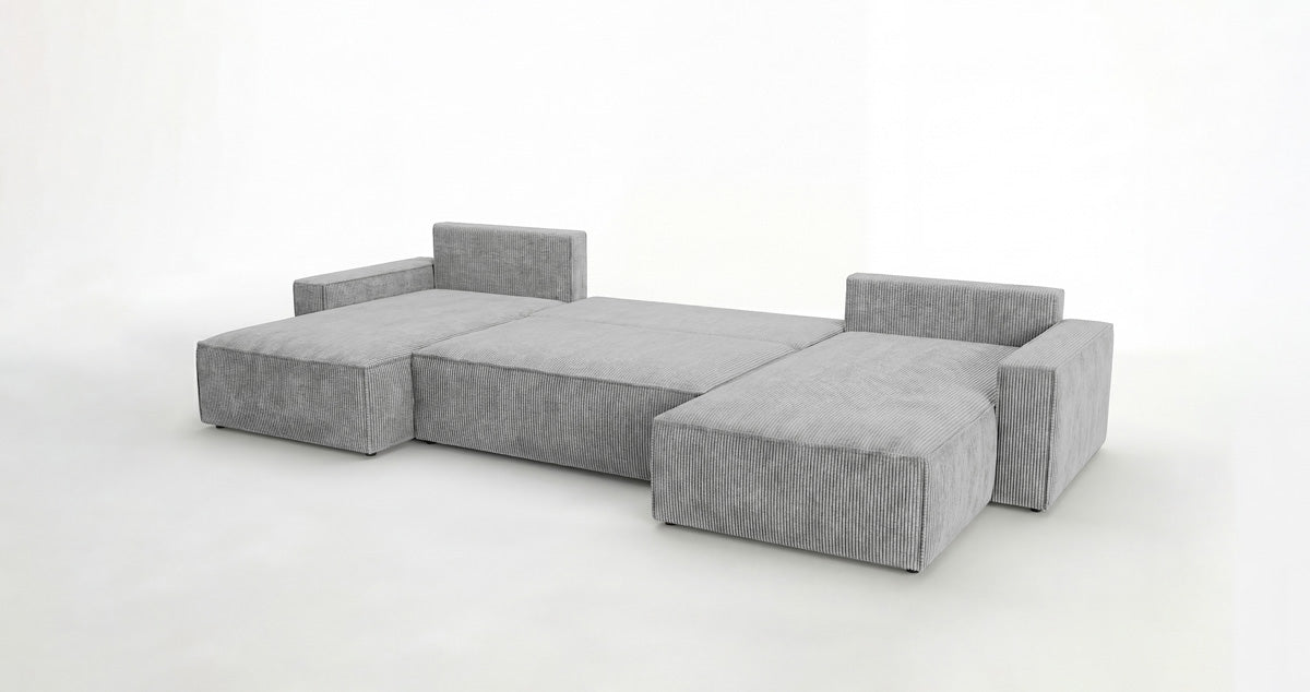 Designer Sofa Vienna U mit Schlaffunktion und Stauraum in Cord