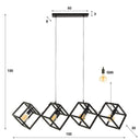 Pendelleuchte Orlis – 4 Leuchten angeordnet im Cube-Design in Anthrazit