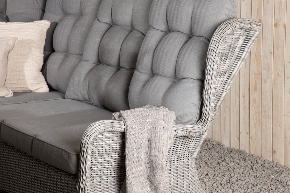 Záhradná sedacia súprava Samui – z hliníka a polyrattanu s konferenčným stolíkom zo skla