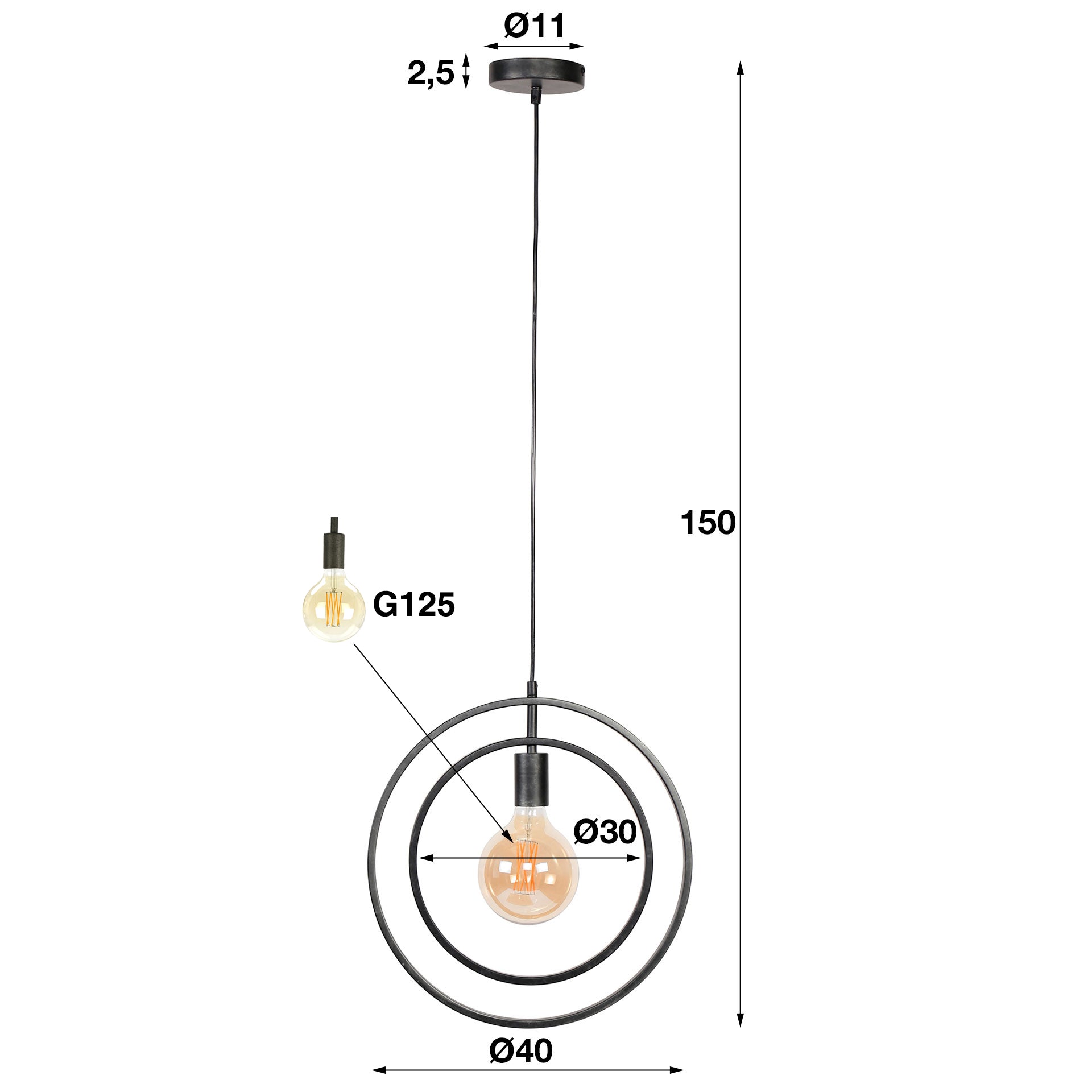 Pendelleuchte Orbitra – Drehbares Ringdesign in Anthrazit