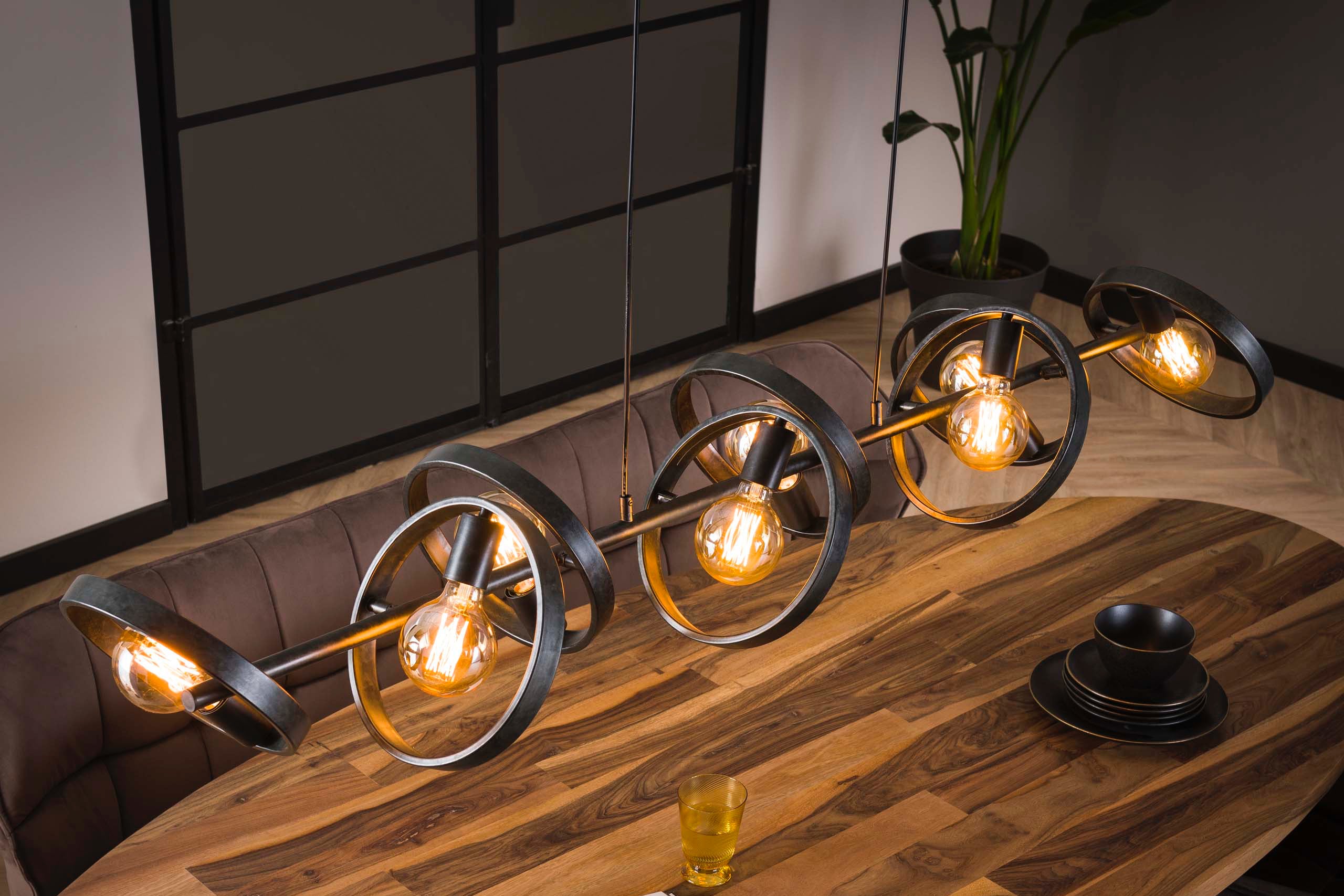 Závesné svietidlo Arkon Octa – Otvorený kovový rám v antracitovej farbe (8-plamenné)