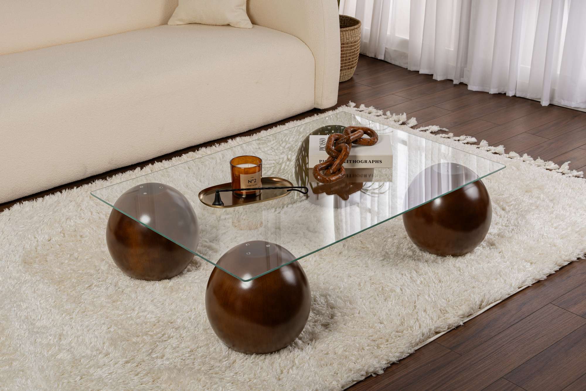 Konferenčný stolík Pavello - s obdĺžnikovou tvrdenou sklenenou doskou