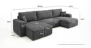 Designer Sofa Noma U mit Schlaffunktion und Stauraum in Cord