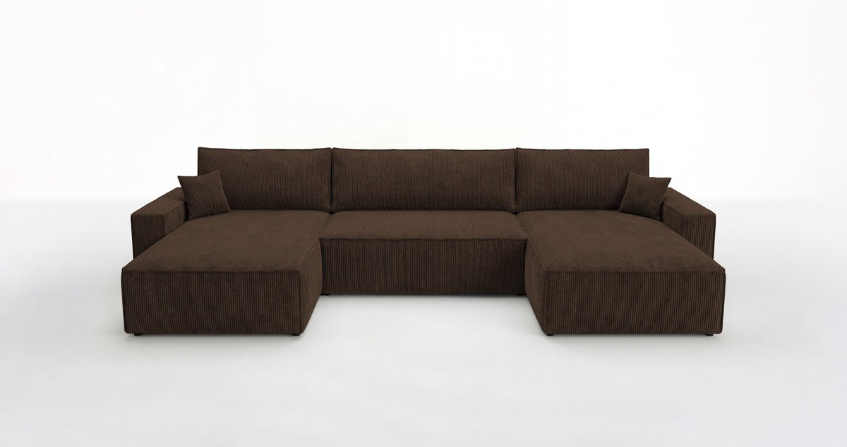 Designer Sofa Vienna U mit Schlaffunktion und Stauraum in Cord