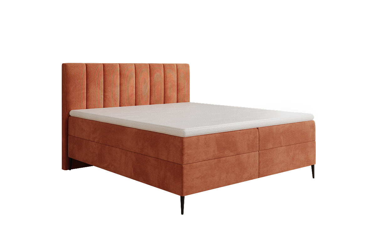 Boxspringbett Lucca in Cord mit Stauraum und Füßen