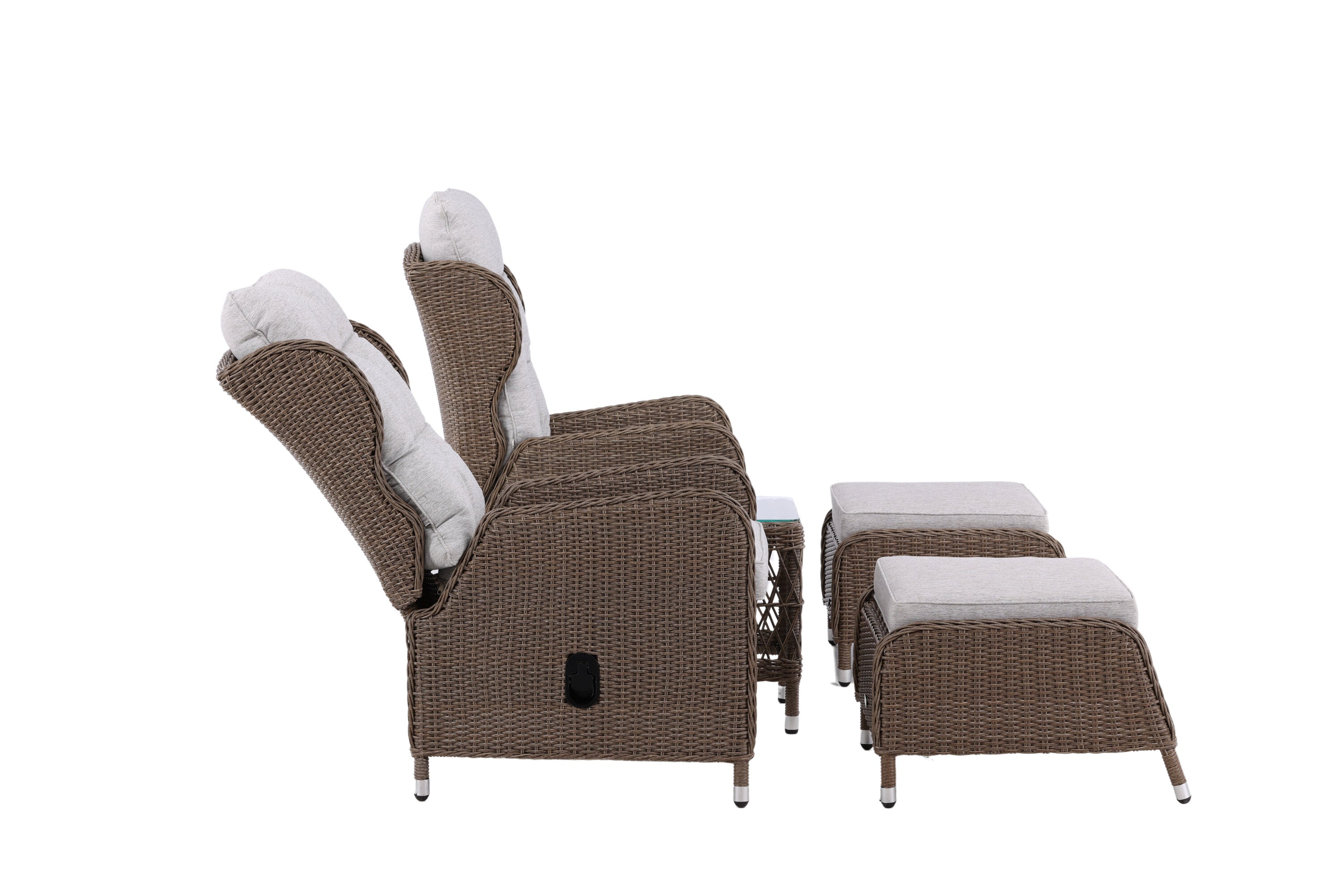 Garten Loungeset Lenox - in Natur mit verstellbarer Rückenlehne