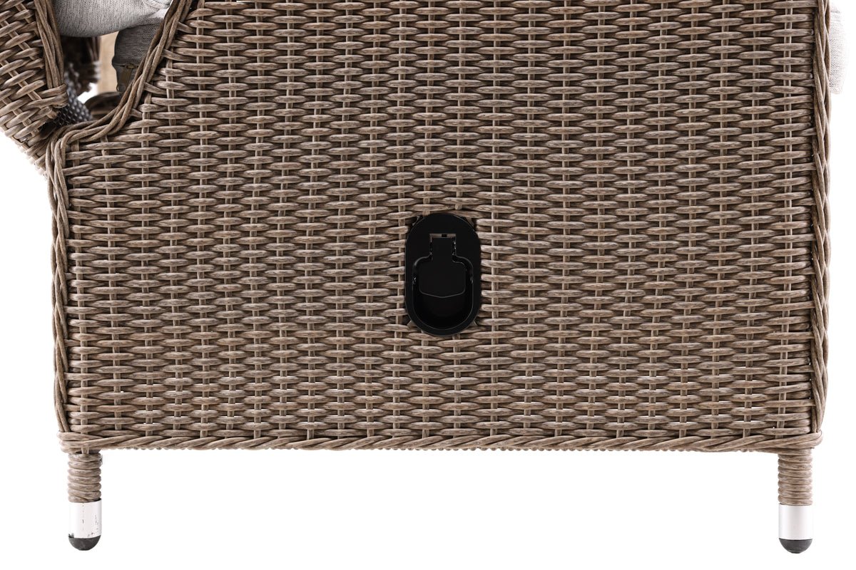 Záhradná lounge súprava Lenox - v prírodnej farbe s nastaviteľnou opierkou chrbta