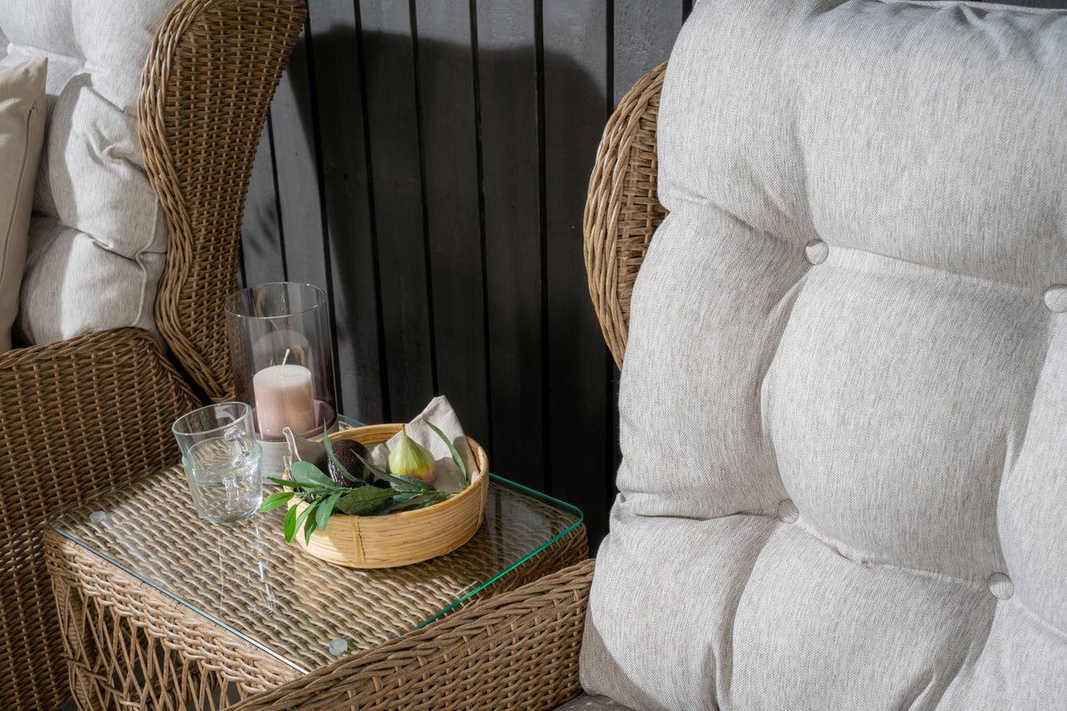 Záhradná lounge súprava Lenox - v prírodnej farbe s nastaviteľnou opierkou chrbta