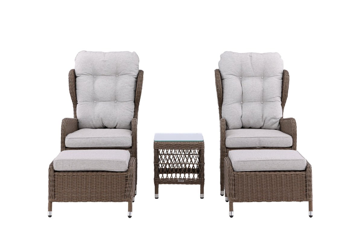 Záhradná lounge súprava Lenox - v prírodnej farbe s nastaviteľnou opierkou chrbta