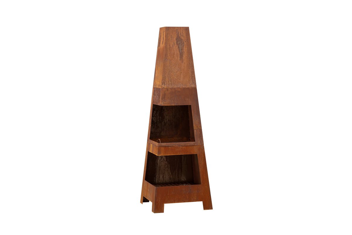 Ohnisková misa Elias - štvorcový krb v hrdzavej Oranžovej