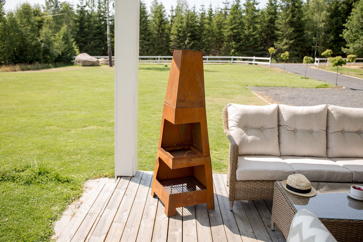 Ohnisková misa Elias - štvorcový krb v hrdzavej Oranžovej