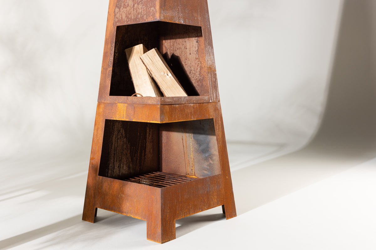 Ohnisková misa Elias - štvorcový krb v hrdzavej Oranžovej