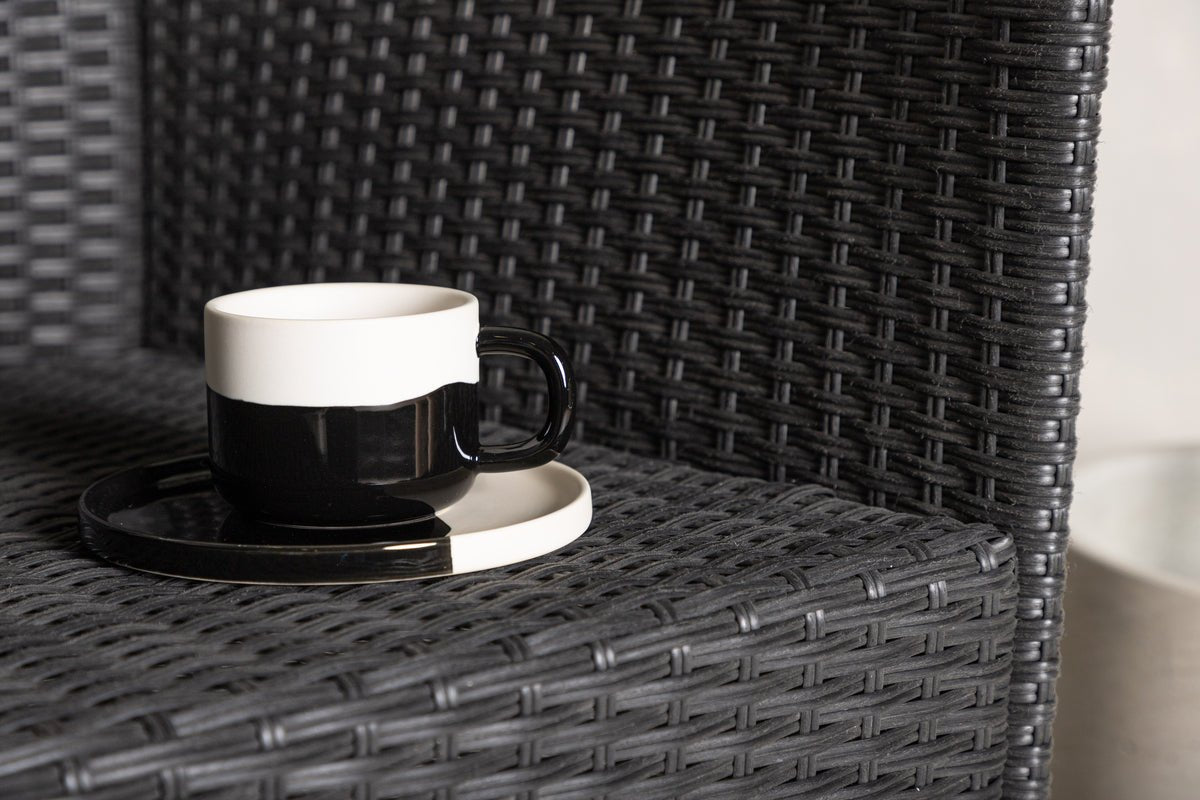 Sada 2 ks - Záhradná stolička Caro z ratanu v Czarny