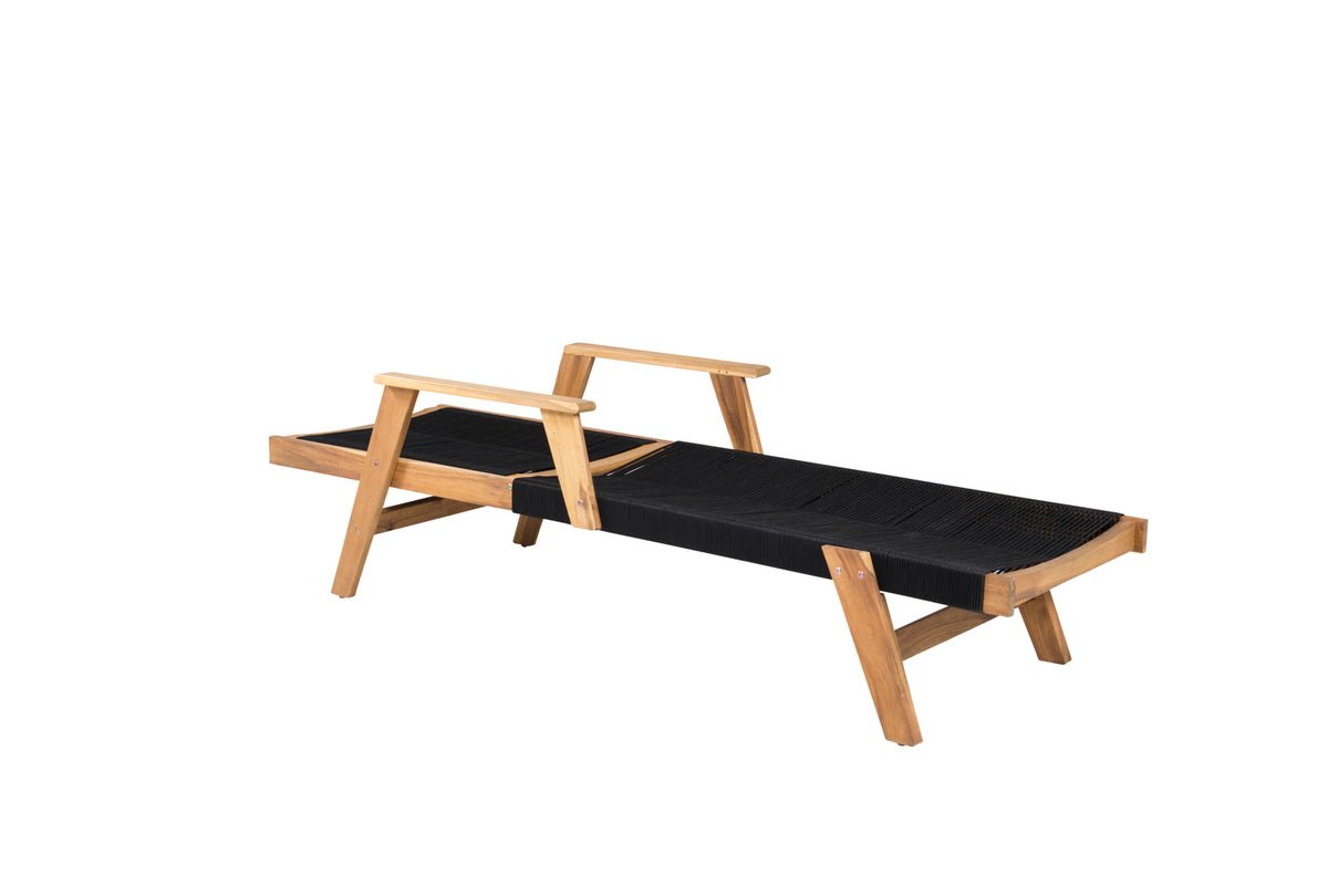 Záhradné ležadlo Ferano - nastaviteľné z akáciového dreva a polyesterového lana