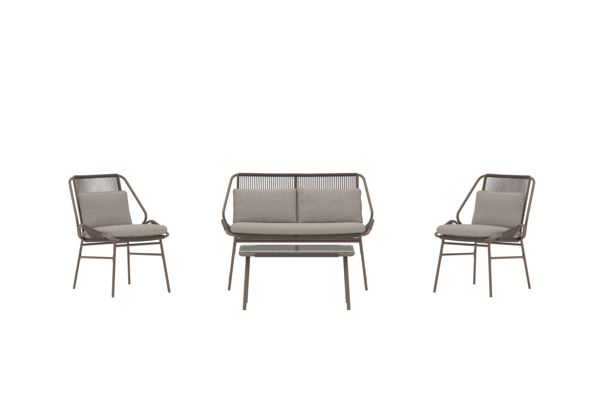 Záhradná lounge súprava Talora – 4-dielna súprava s oceľovými stoličkami