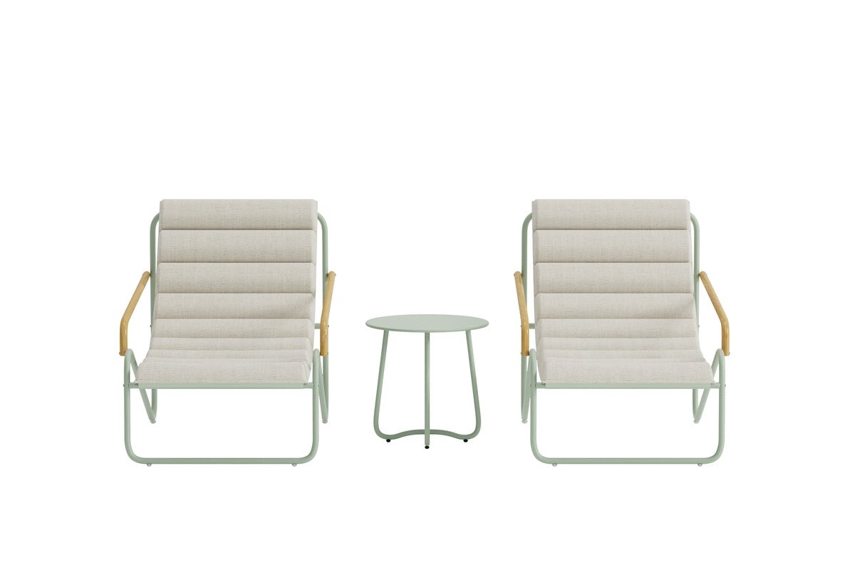 Záhradná lounge súprava Levara – 3-dielna súprava s okrúhlym stolom a stoličkami z ocele