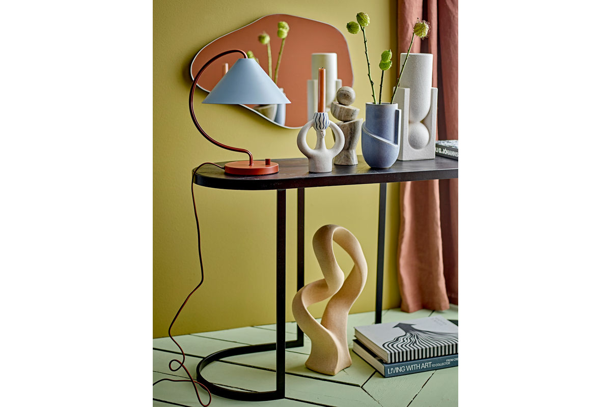 Konzolový stôl Elvo – čierny kovový dizajn s oválnou doskou stola