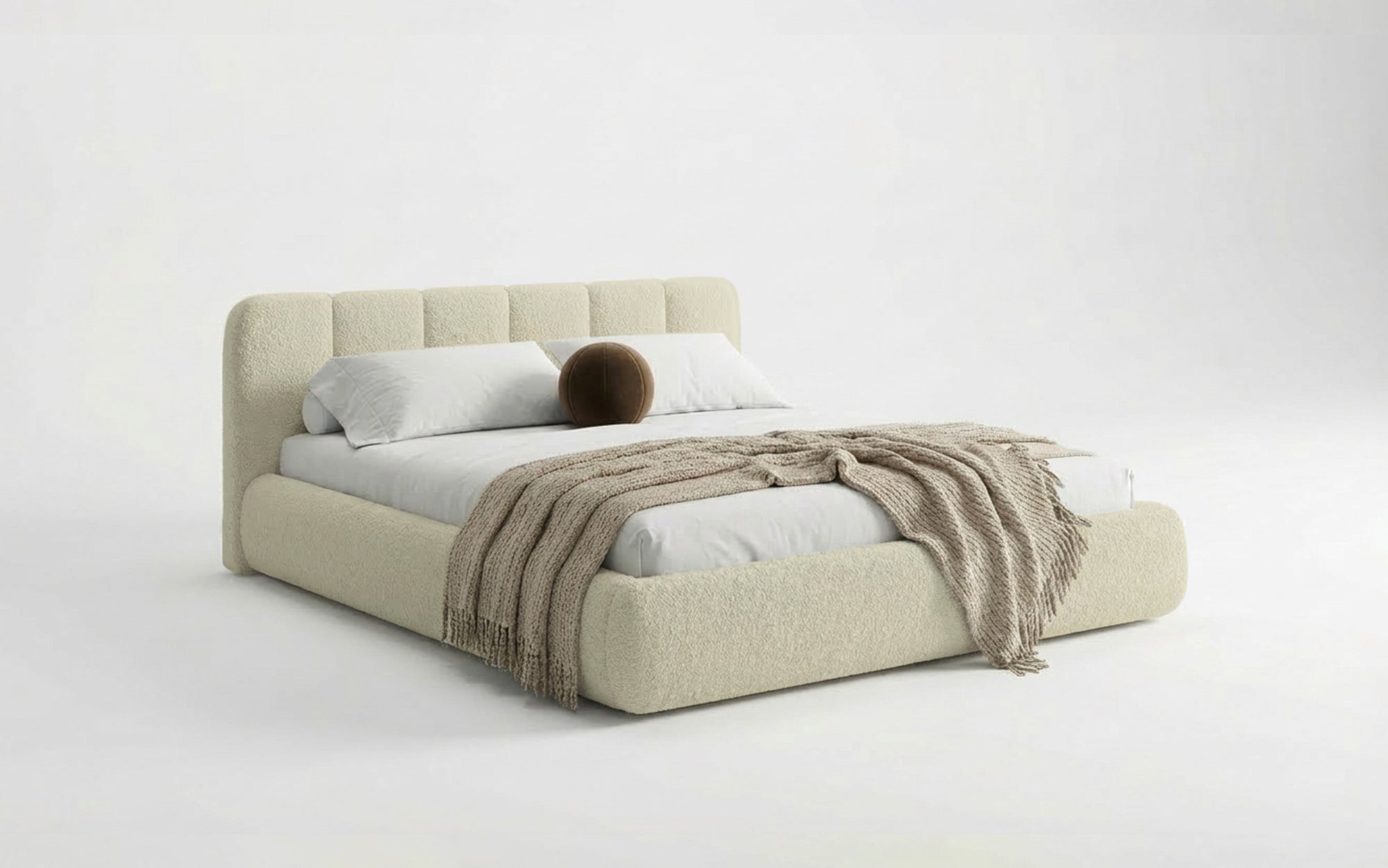 Dizajnová čalúnená posteľ Avelo v bouclé s úložným priestorom