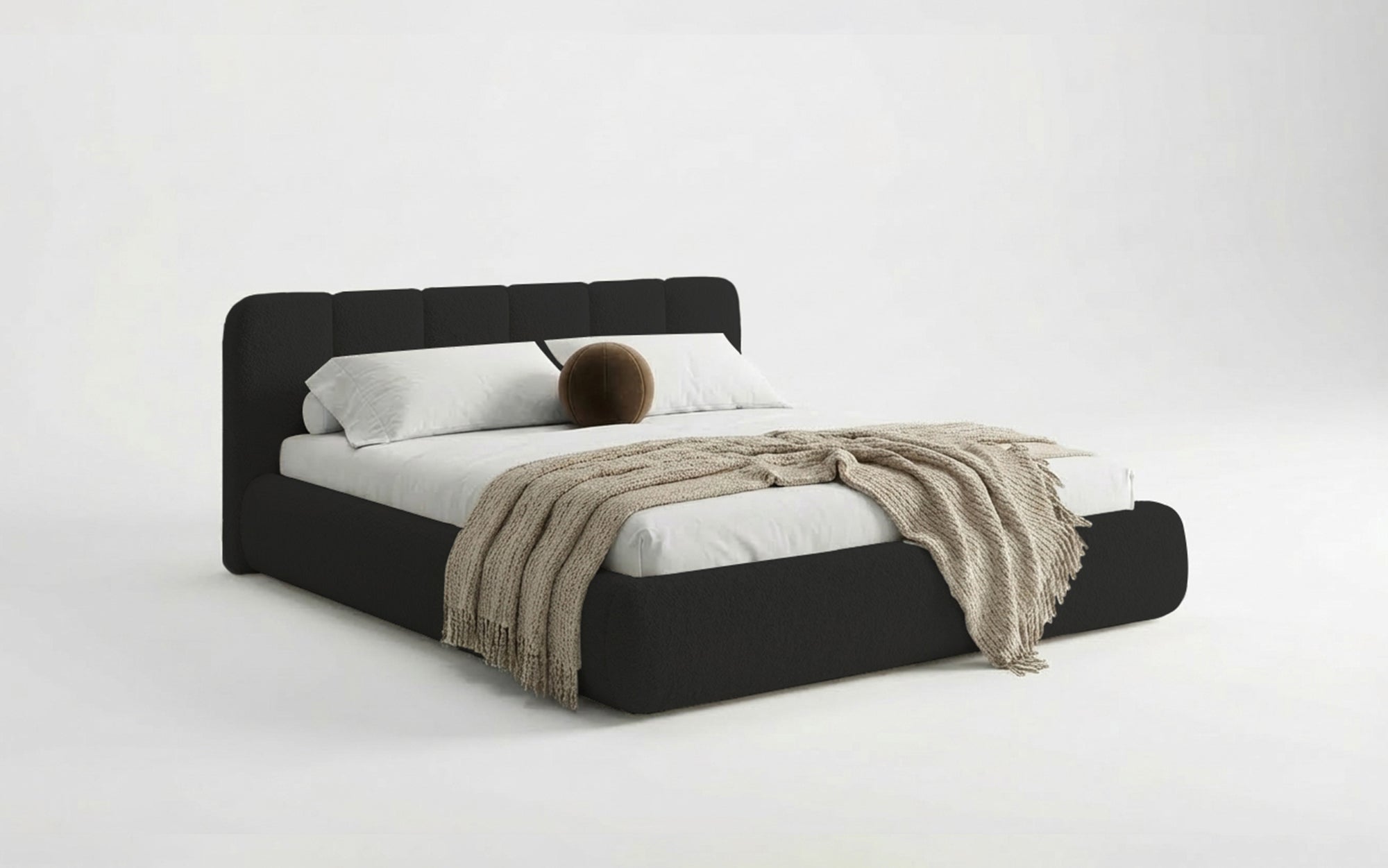 Dizajnová čalúnená posteľ Avelo v bouclé s úložným priestorom