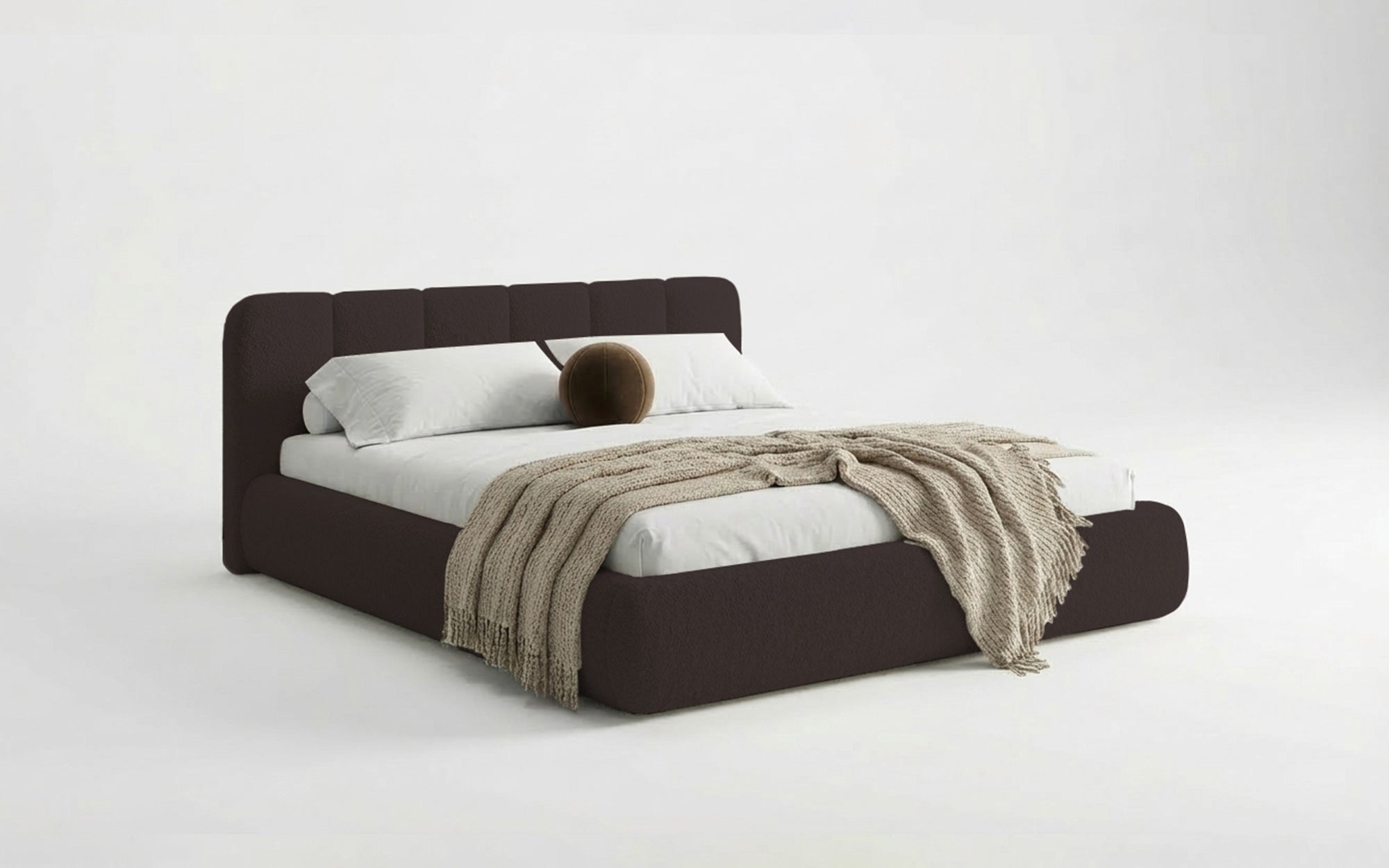 Dizajnová čalúnená posteľ Avelo v bouclé s úložným priestorom