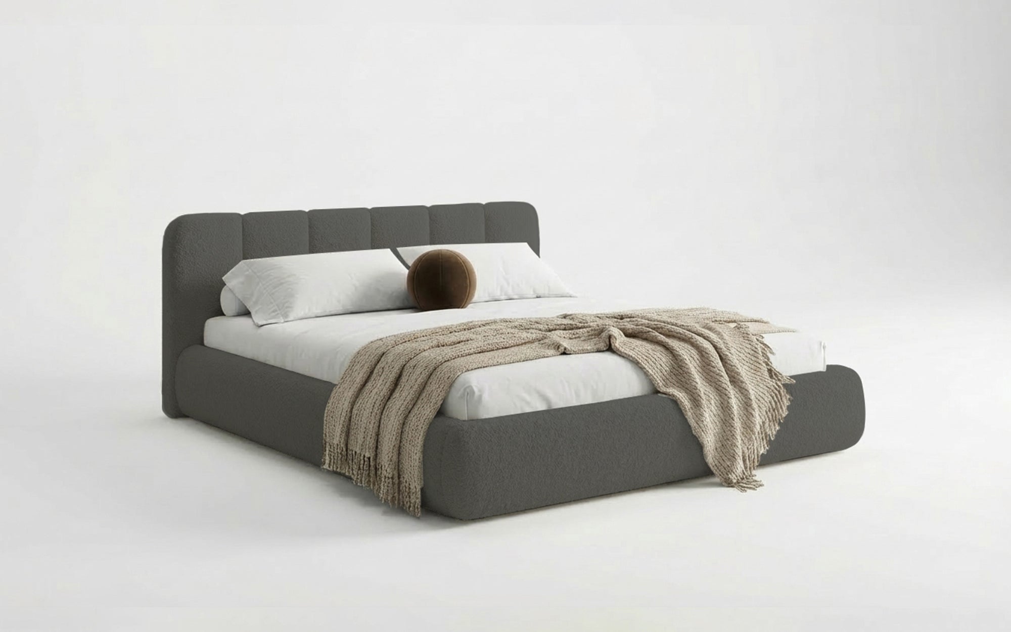 Dizajnová čalúnená posteľ Avelo v bouclé s úložným priestorom