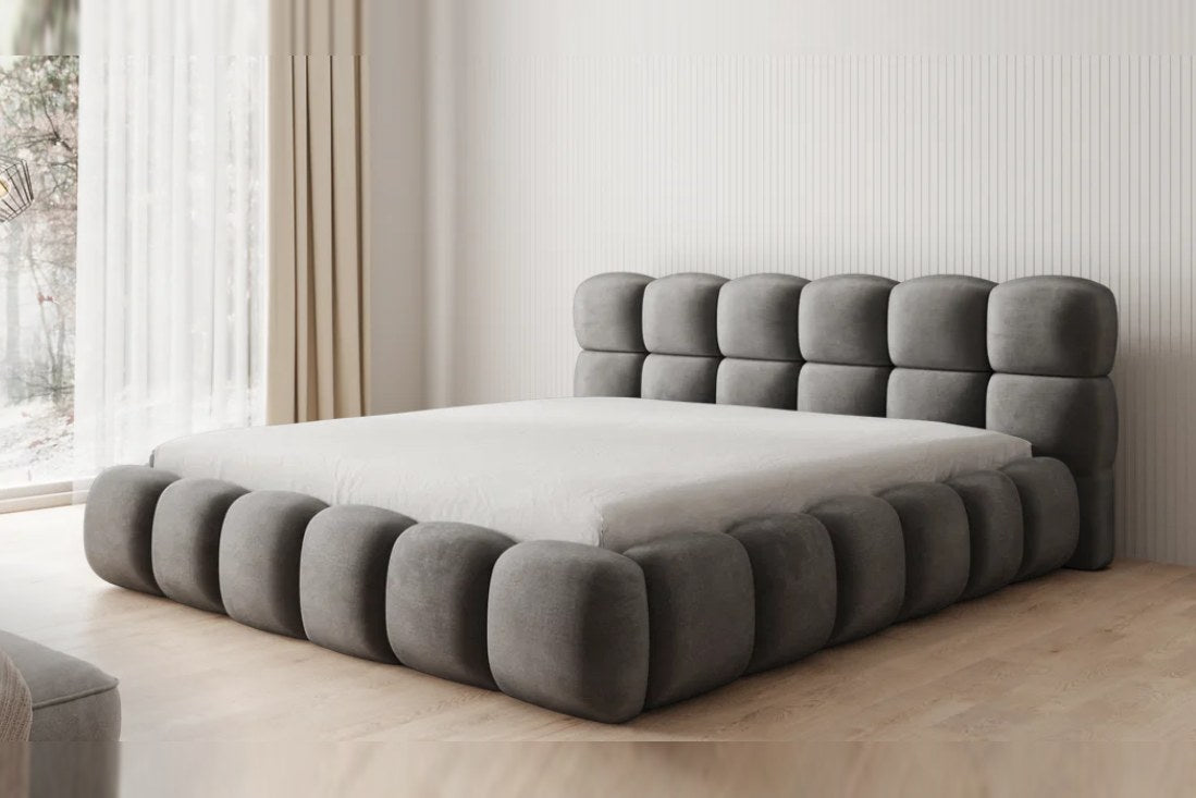 Outlet Polsterbett Boston 180x200 in Samt Grau