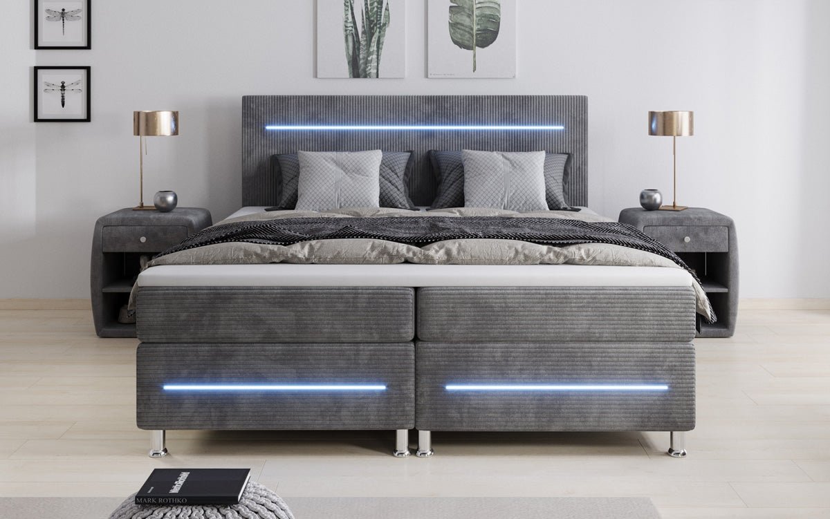 Boxspringová posteľ Sejour s LED v kordovom prevedení