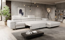 Designer Ecksofa Calvera Maxi mit Schlaf- und Klappfunktion in Bouclé