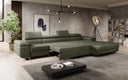 Designer Ecksofa Calvera Maxi mit Schlaf- und Klappfunktion in Bouclé