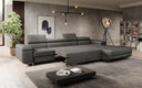 Designer Ecksofa Calvera Maxi mit Schlaf- und Klappfunktion in Bouclé