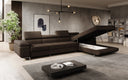 Designer Ecksofa Calvera Maxi mit Schlaf- und Klappfunktion in Bouclé