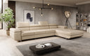 Designer Ecksofa Calvera Maxi mit Schlaf- und Klappfunktion in Bouclé