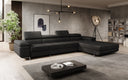 Designer Ecksofa Calvera Maxi mit Schlaf- und Klappfunktion in Bouclé