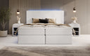 Boxspringbett Voyage s LED osvetlením a úložným priestorom, potiahnuté zamatom
