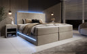 Boxspringbett Voyage s LED osvetlením a úložným priestorom, potiahnuté zamatom